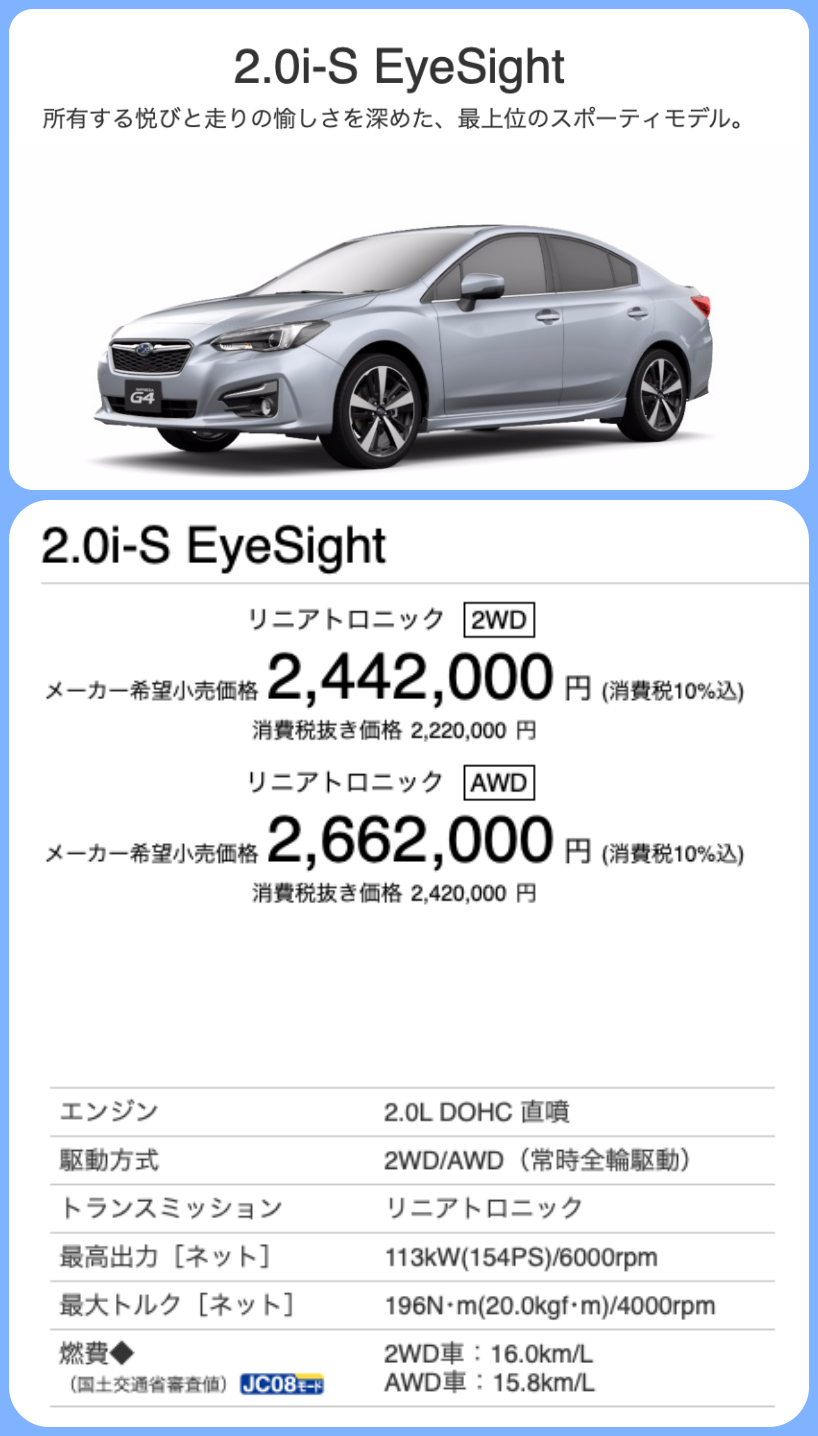 インプレッサg4グレードの違い解説とおすすめがまさかの最廉価版な理由 クルマの神様 車選びに悩む人が結局たどり着く人気情報サイト